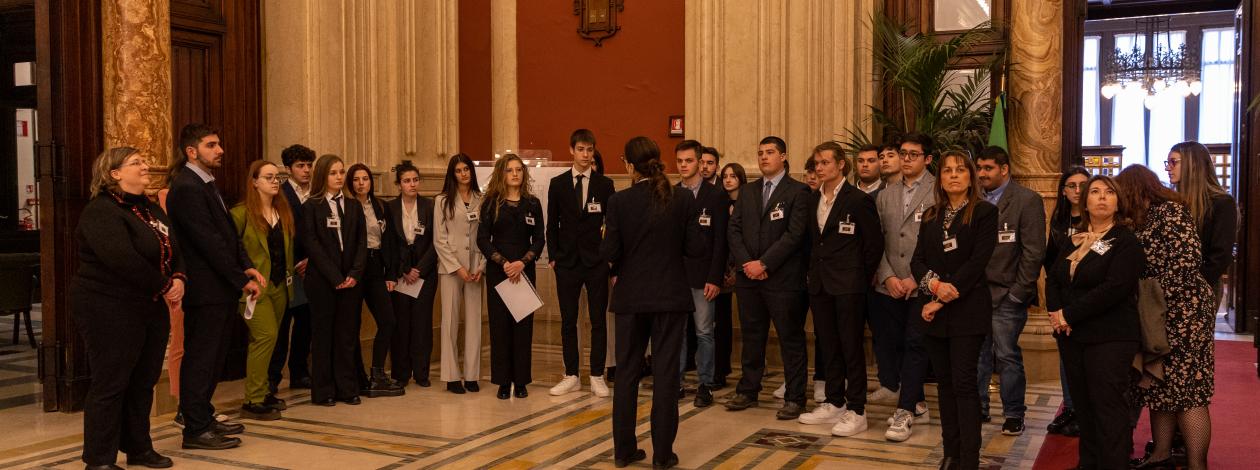 Momento di una visita scolastica presso palazzo Montecitorio